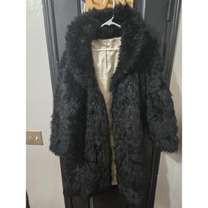 IMAN long black faux fur coat with hooks Fits Medium/Large